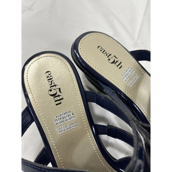 East 5th EF Eris Blue Patent Leather Slip On Open Toe Sandals Shoes size 9 - Picture 6 of 12